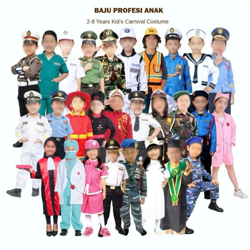 Baju Karnaval Profesi Anak Laki-Laki Perempuan Seragam Polisi Anak /Pocil Kostum Karnaval / Seragam 