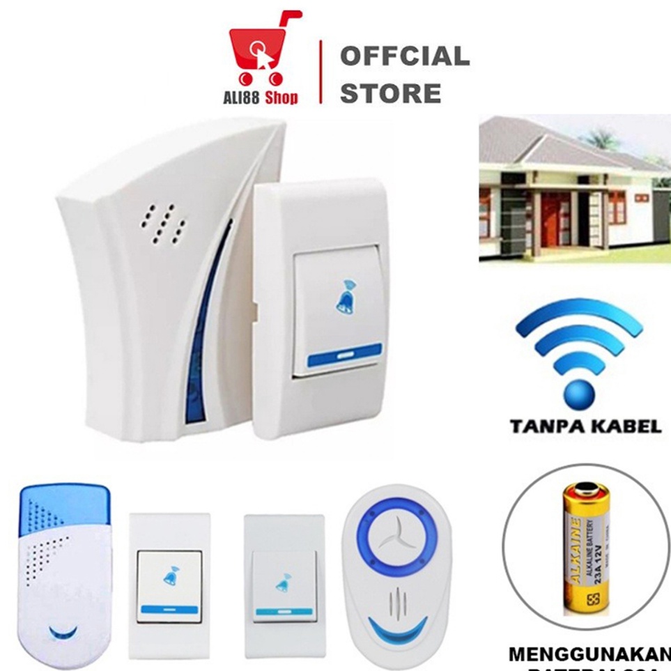 Pilihan Terbaik ALI88 Bel Pintu Rumah  Doorbell Wireless  Remote Tanpa KabelRange 1M