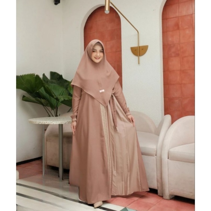 Ayesha Set Hijab Gamis Perempuan Terbaru 2025 Baju Gamis Syari Set Hijab Terbaru Gamis Renda 2024