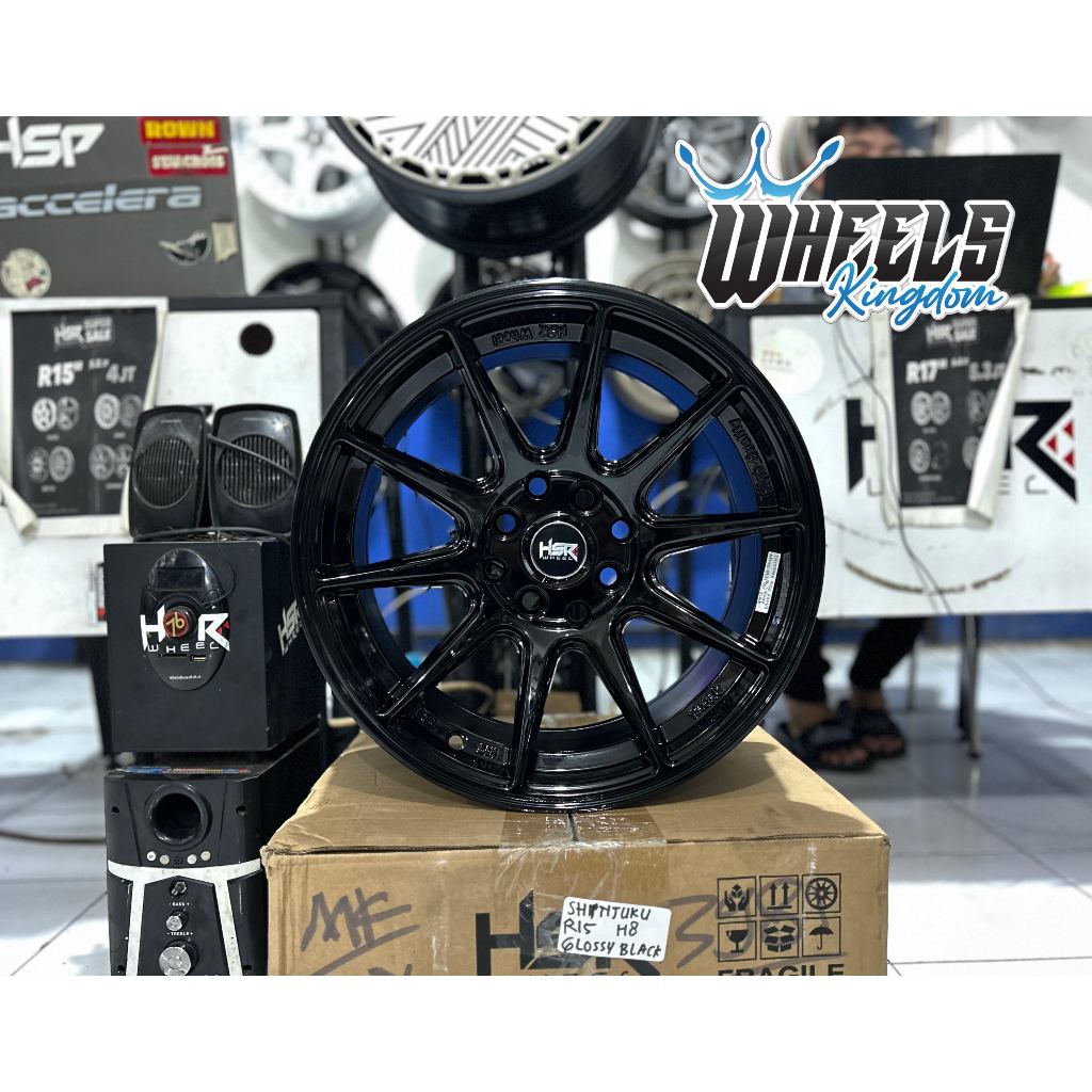 VELG MOBIL R15 HSR SHINJUKU LEBAR 7/8 VELG CELONG VELG CNCEV WARNA HITAM GLOSSY