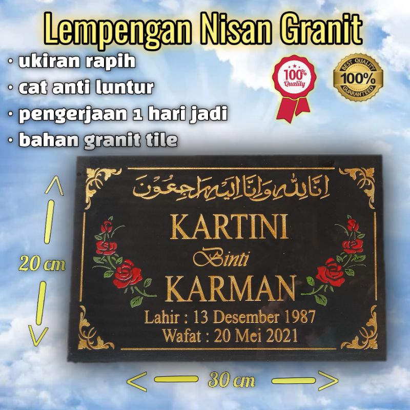 Nama Nisan ukuran 20x30 motif berwarna