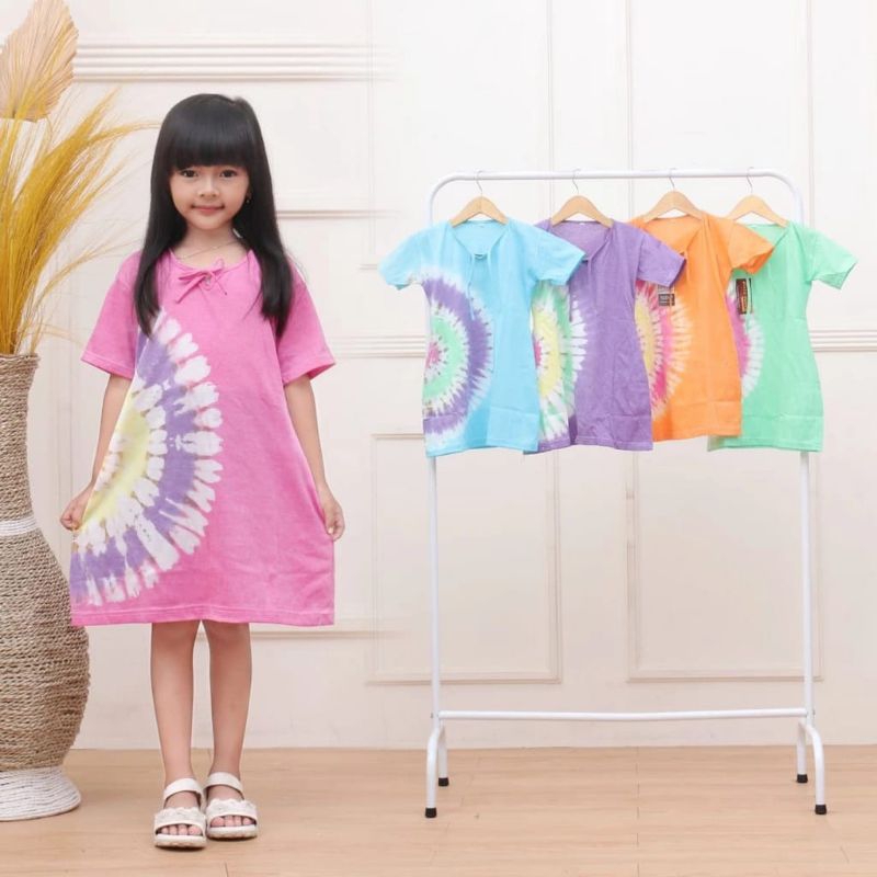 Daster Kaos Pelangi Anak Perempuan Usia 1-8Tahun Viral Premium