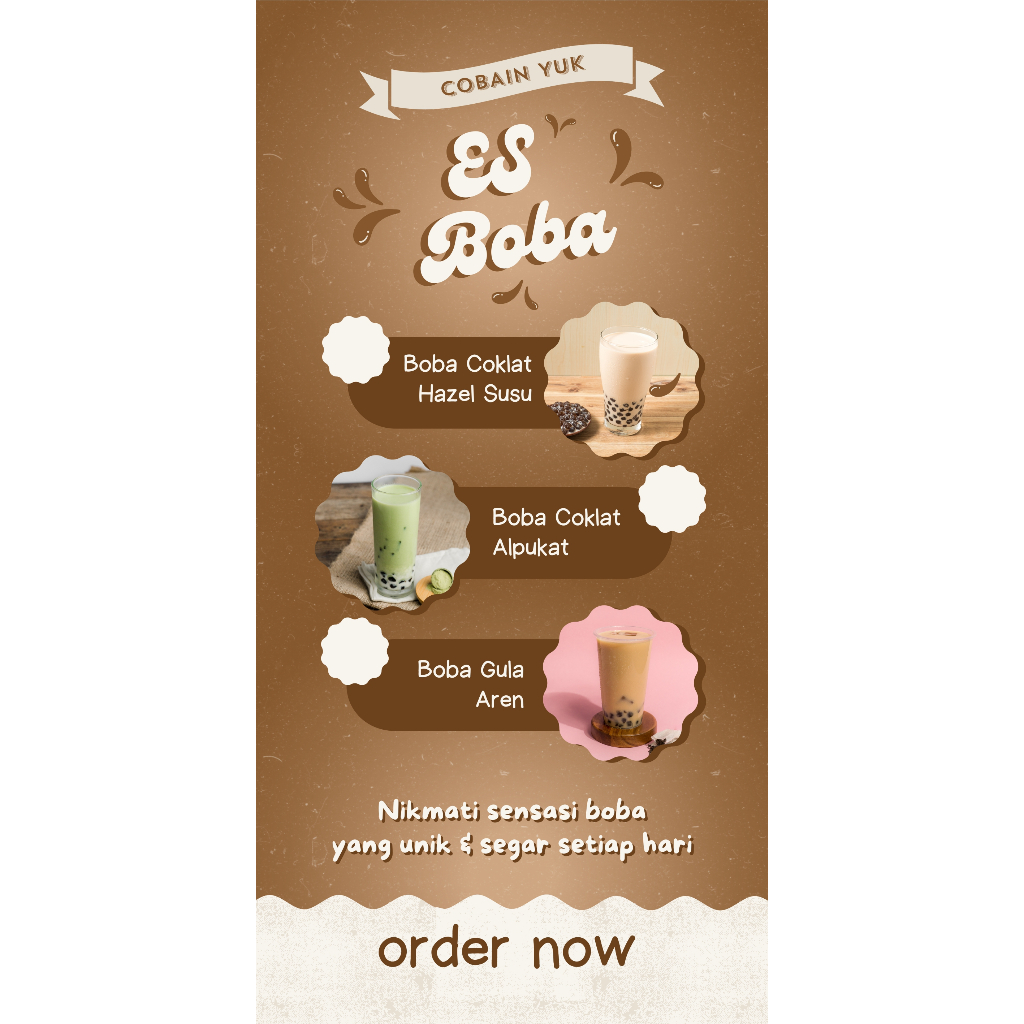 BANNER JUALAN ES BOBA VARIAN RASA BAGUS DAN MURAH