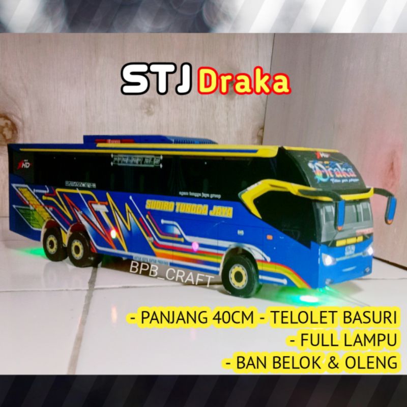 Mainan miniatur bus basuri telolet sudiro tungga jaya draka