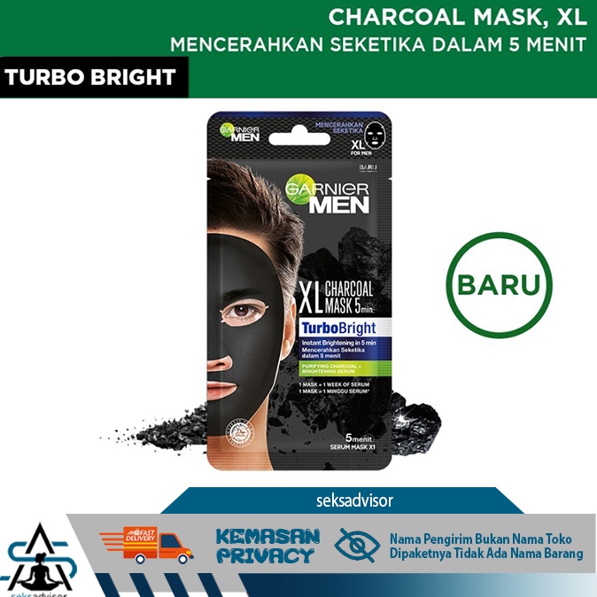fbu44 GARNIER MEN CHARCOAL MASK POWER WHITE XL Masker Wajah  1 pcs