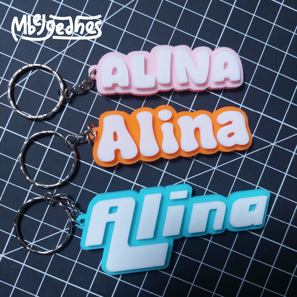 Gantungan Kunci Nama Timbul Custom 2 Warna