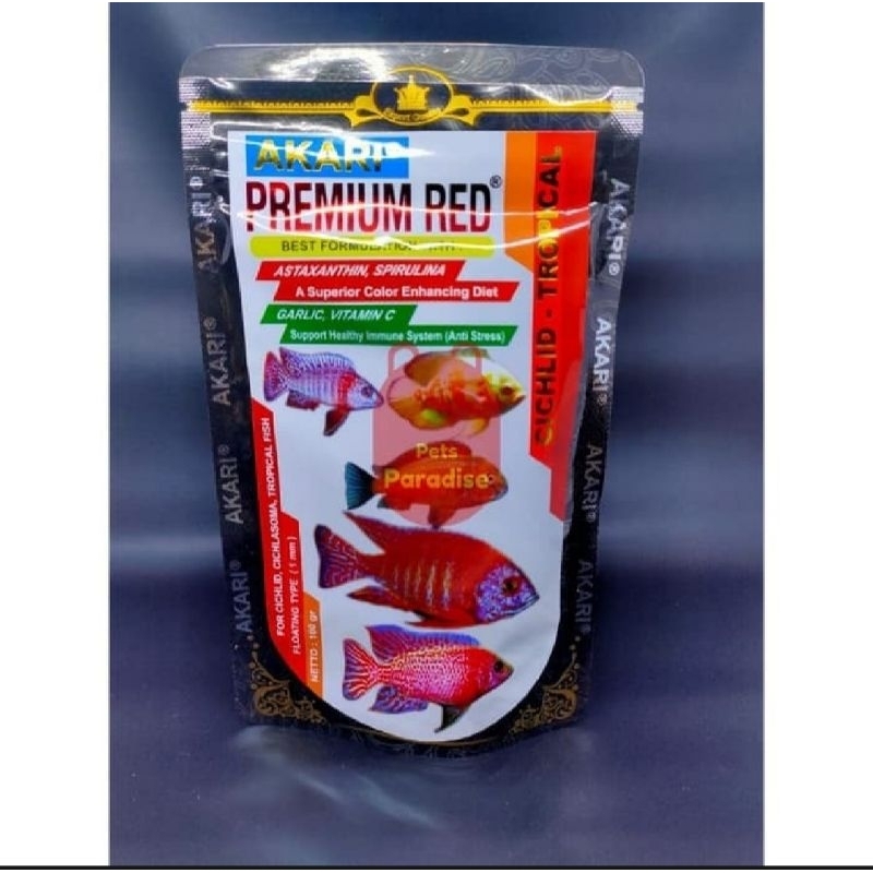 Akari Premium Red Pelet Ikan Ciklid Makan lkan Cichild Tropical Pakan Ikan Hias 100Gram