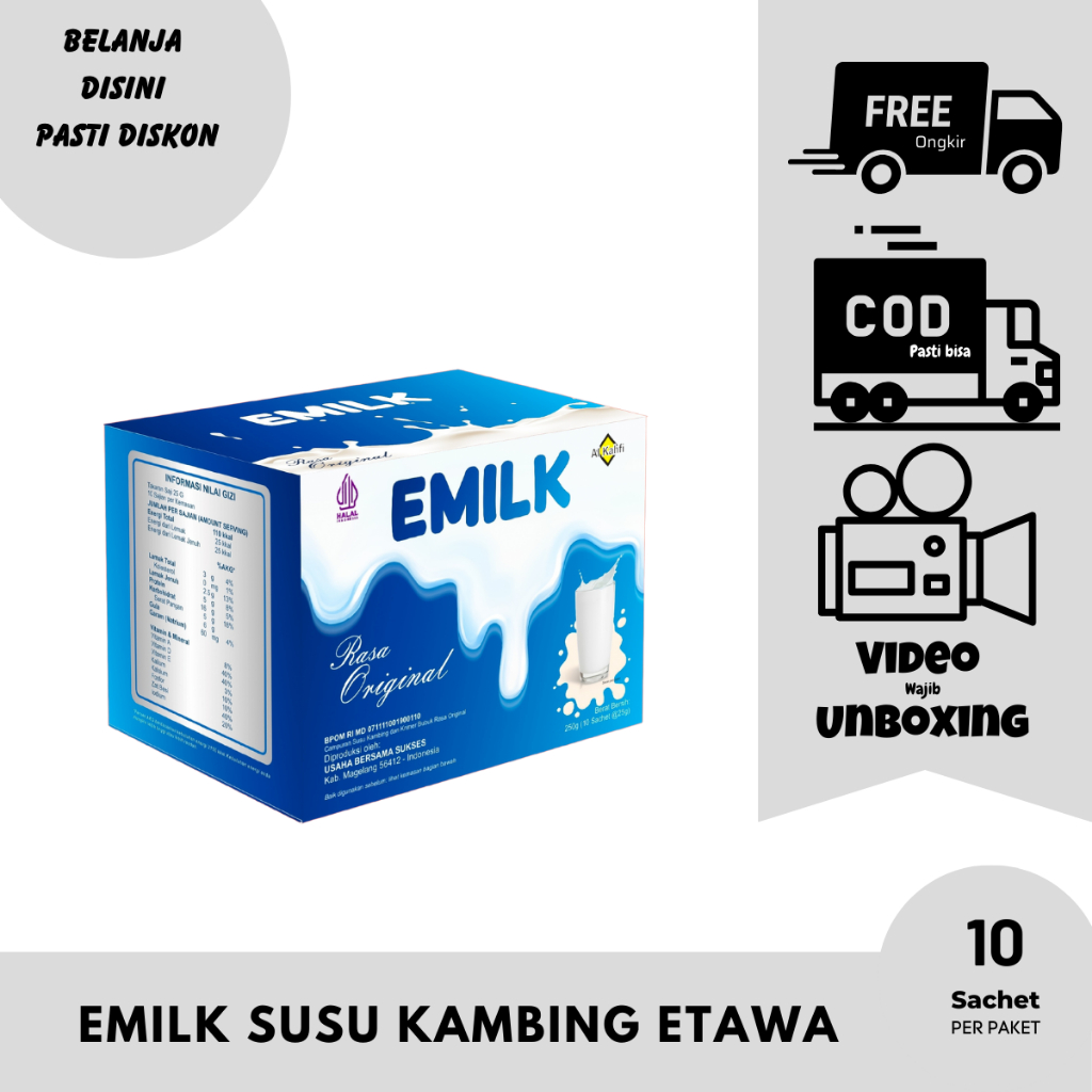 

Susu Kambing Etawa Emilk 250gr Rasa Original Isi 10 Sachet Mengatasi Pegal Linu