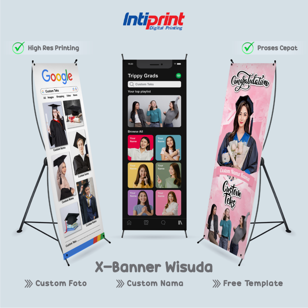 Cetak Banner Wisuda / Standing Banner Graduation / Spanduk Sidang Skripsi Kelulusan + Tiang X Baner