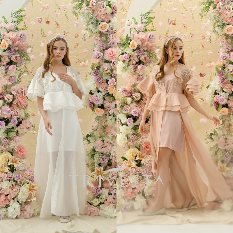 Trivesta Robes - Trixie Robe - Enchanted Collection - Aplikasi Renda 3D Handmade - Kimono Organza Pe