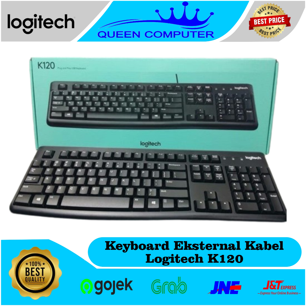 Keyboard Logitech k120 Kabel USB / Keyboard Eksternal Logitech Hitam