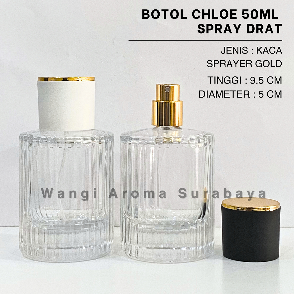 Botol Parfum Chloe Sangkar 50ML Gold - Botol Parfum Kaca Chloe Spray Drat 30ML - Botol Parfum Sangkar 30ML