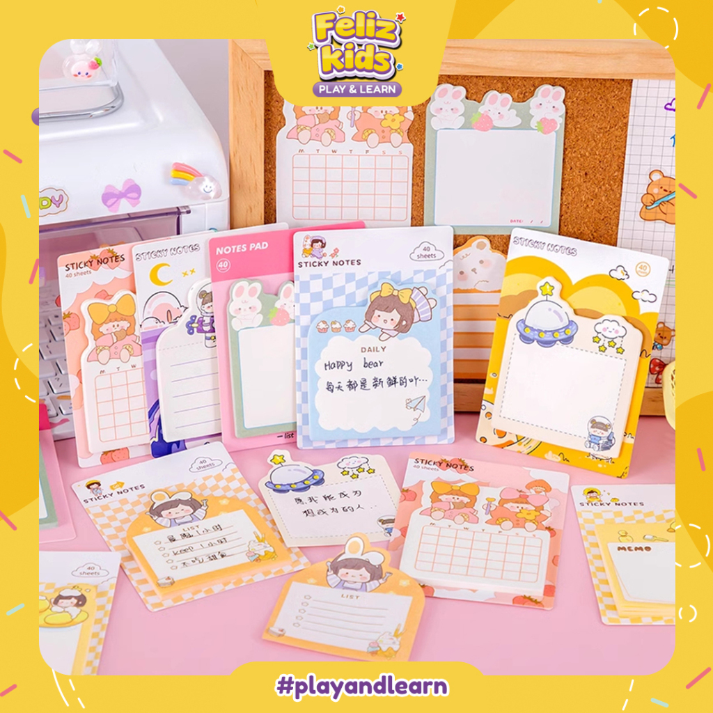 

[FELIZKIDS] [ATK21] Sticky Notes Memo Catatan Tempel Gambar Bentuk Karakter Kartun Animal Cartoon Lucu Anak 30 Lembar