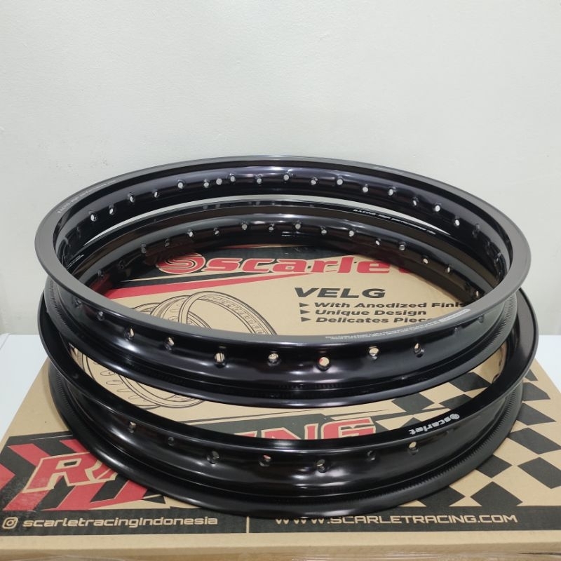 RODA VELG SCARLET ORIGINAL SEPASANG RING 17 DAN RING 18 HITAM GLOSSY