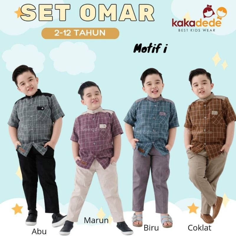 sitystore - set Omar kakadede - setelan kemeja anak usia 3-12 tahun - celana chinos - kemeja set cel