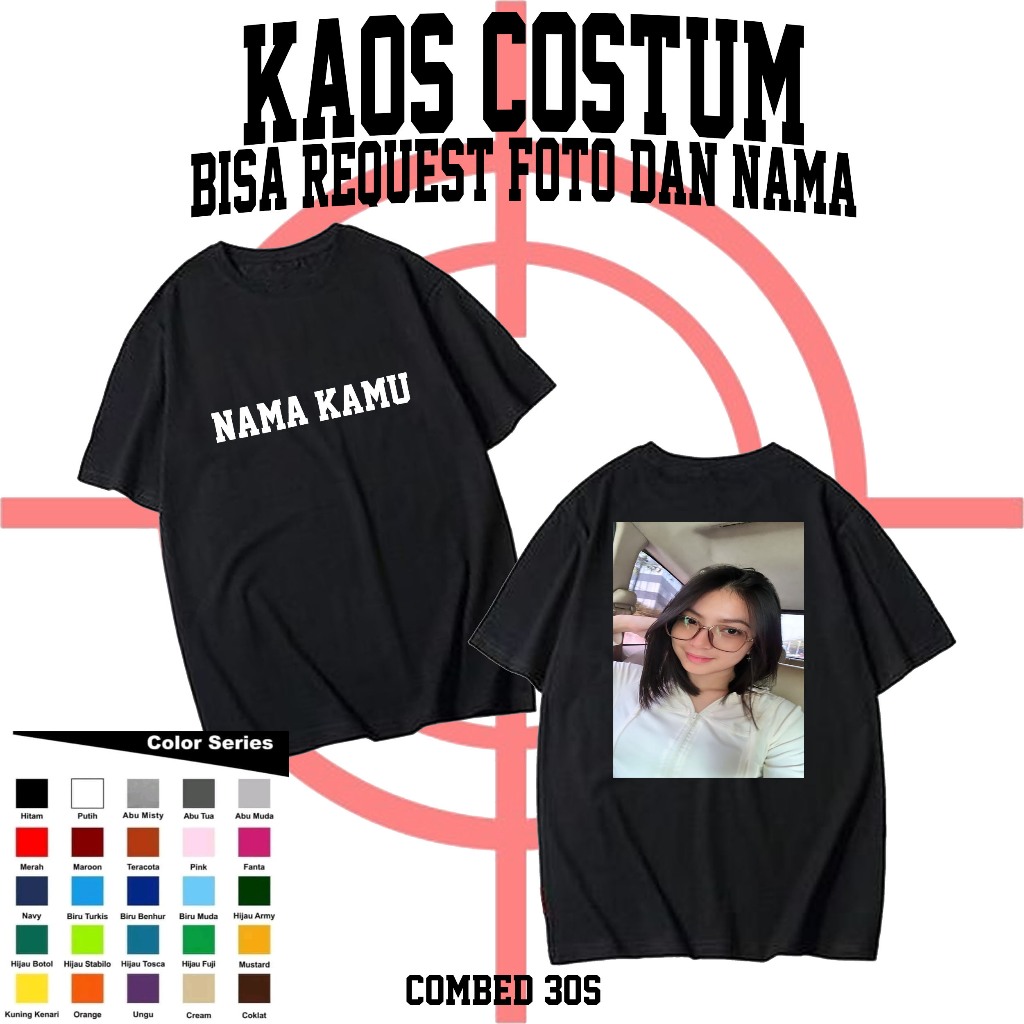 DEXTER COSTUM - KAOS COSTUM BEBAS DESAIN/FOTO DAN NAMA - BAHAN COMBED 30s - KAOS COSTUM SATUAN - SAB