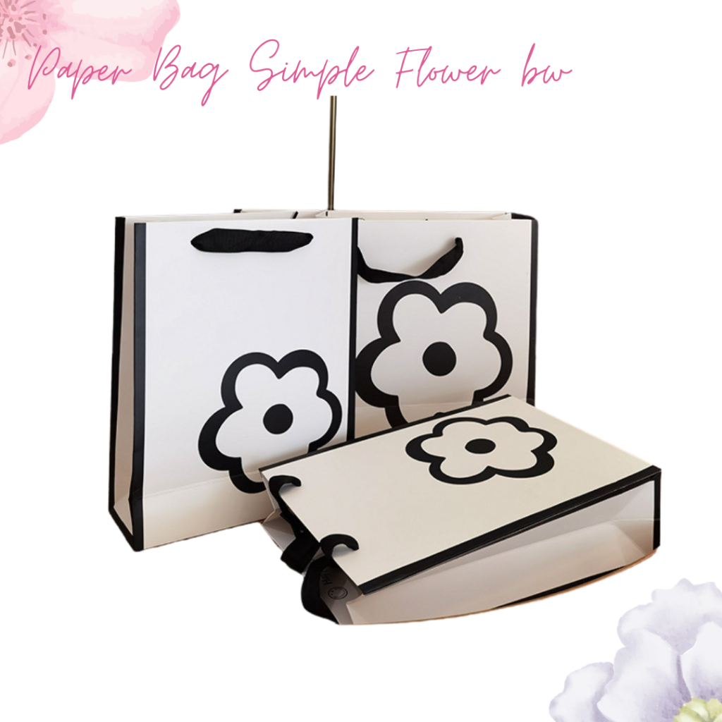 

Paper Bag Simple Flower BW / Paper bag / Goodie Bag
