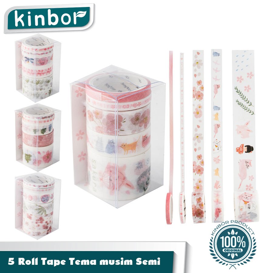 

5 Roll Tape Tema musim Semi/ Washi Tape Dekorasi Juranal Cute Stiker