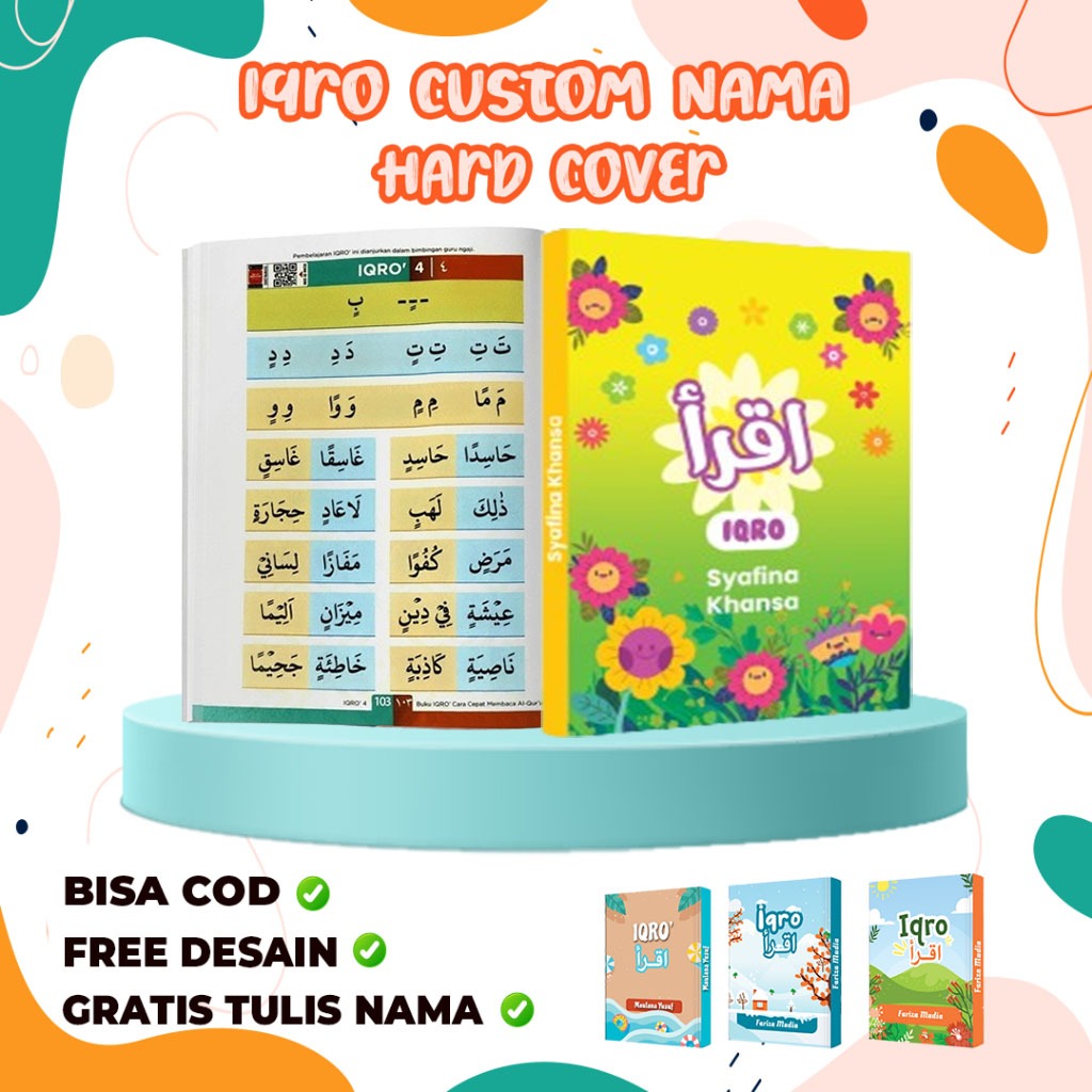 IQRO QRCODE CUSTOM NAMA WARNA HARDCOVER - IQRA MILENIAL CUSTOM - IQRO ANAK BERWARNA