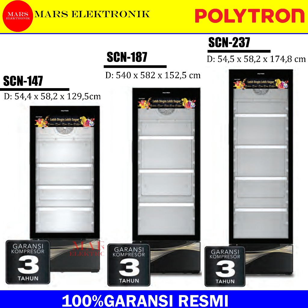 SHOWCASE POLYTRON SCN-147 / SCN-187 / SCN-237 - KULKAS PENDINGIN POLYTRON / SCN 147 / SCN 187 / SCN 