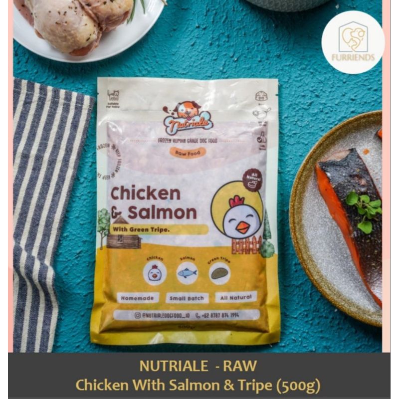 NUTRIALE RAW Chicken Salmon Tripe Healthy Dog Food Makanan Anjing Segar Dari Daging Ayam dan Ikan Sa