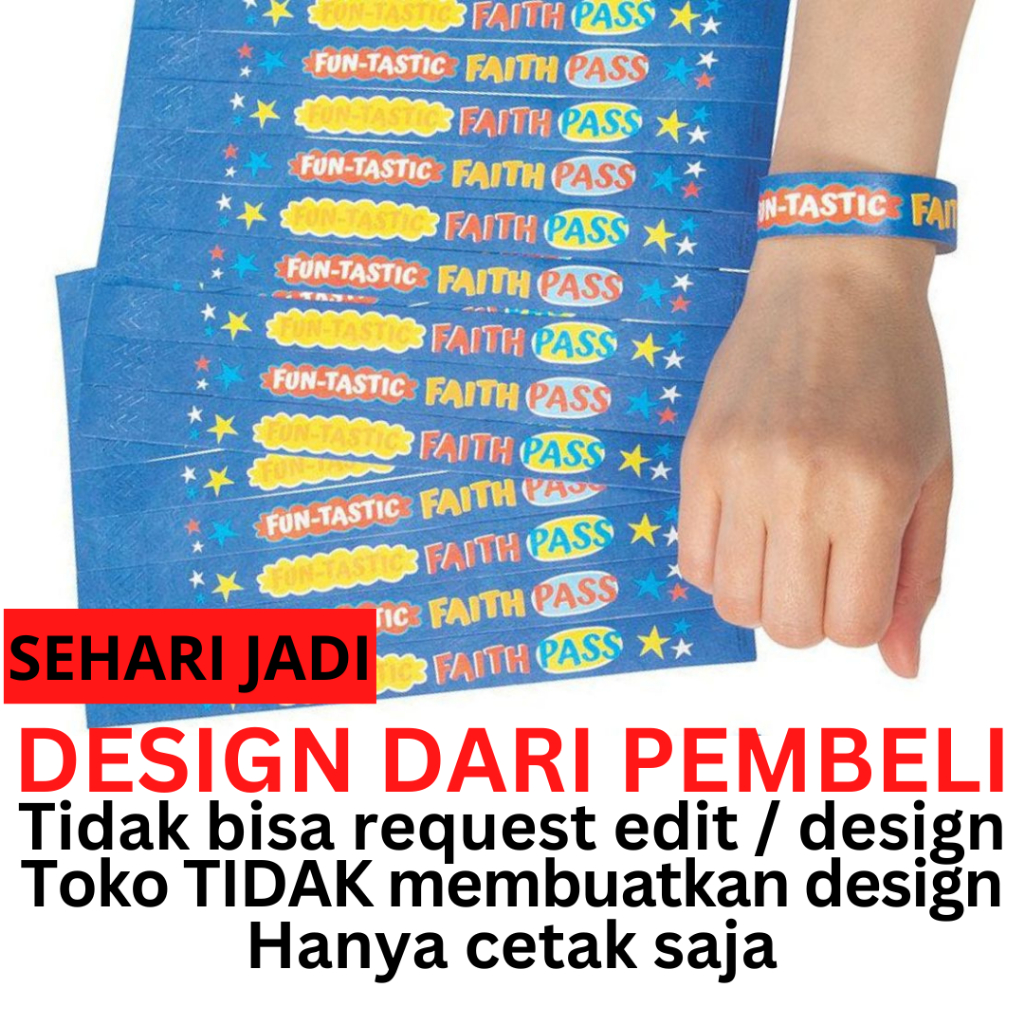 

Cetak Gelang Tiket Custom Event Indoor Outdoor Acara Wahana Kpop Konser Ulang Tahun Anti Air / Sobek