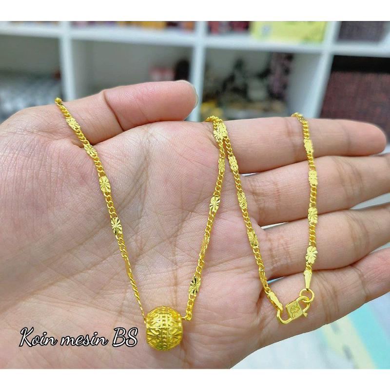 Kalung lipan papan sinar set liontin 24karat pengganti emas asli