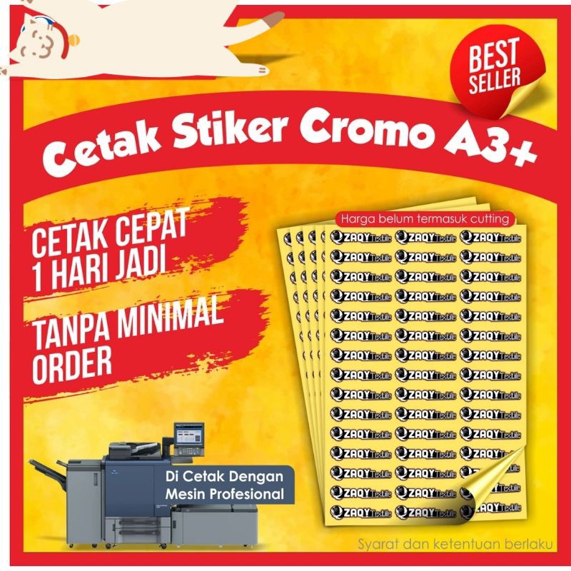 

CETAK STIKER CROMO A3+ STIKER KEMASAN 1 HARI JADI