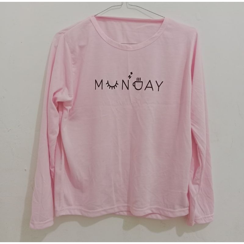 Kaos Lengan Panjang Wanita warna pink | Baju Tidur Wanita