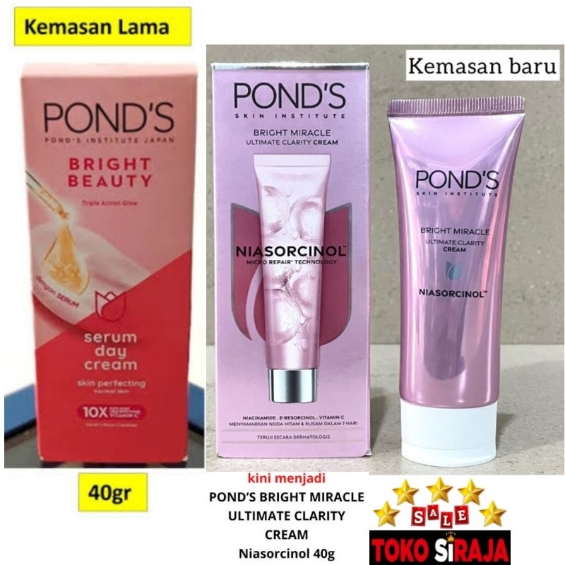 POND'S BRIGHT MIRACLE SERUM DAY CREAM 40 GRAM / PONDS BRIGHT BEAUTY SERUM DAY CREAM 40 GR PELEMBAB W