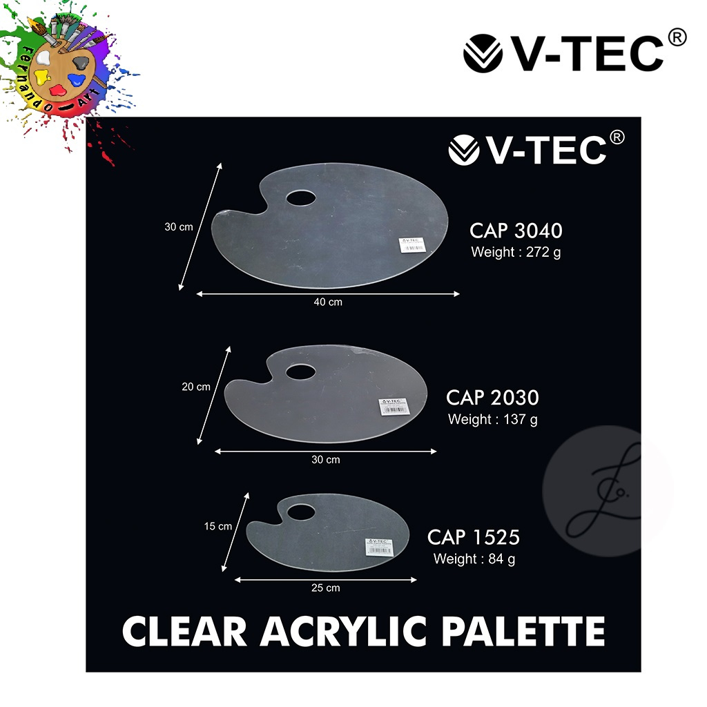 Palet Lukis Akrilik Transparan Oval V-Tec / Clear Acrylic Palette V-tec