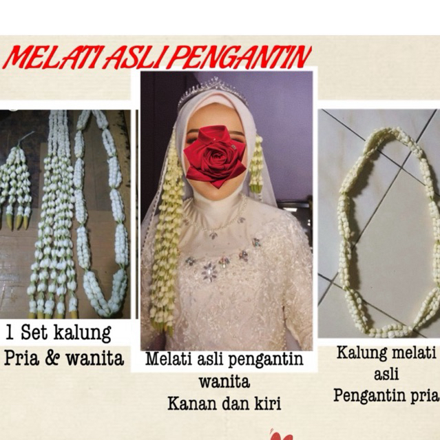 kalung melati pengantin pria dan wanita wedding jasmine asli harum