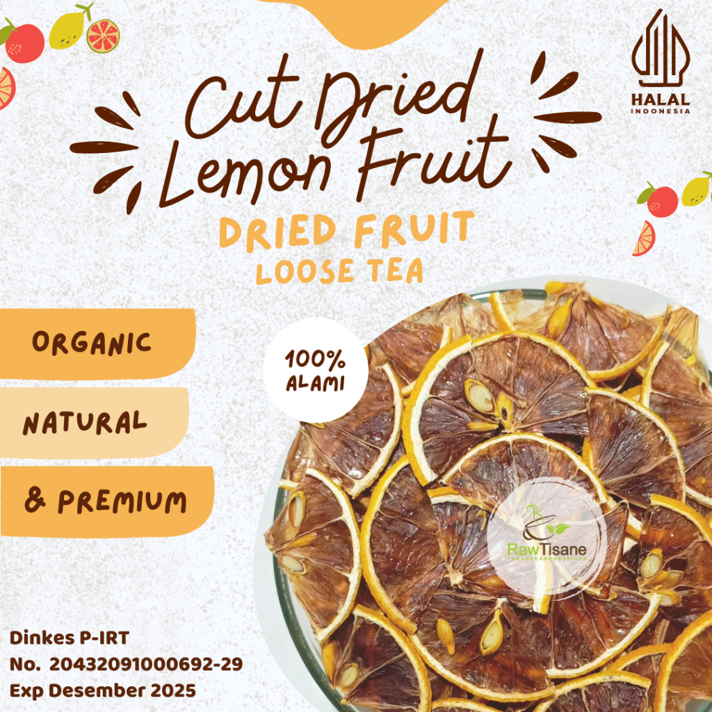 

Cut Dried Lemon Fruit / Buah Lemon Kering Potongan Isi 100 Gram