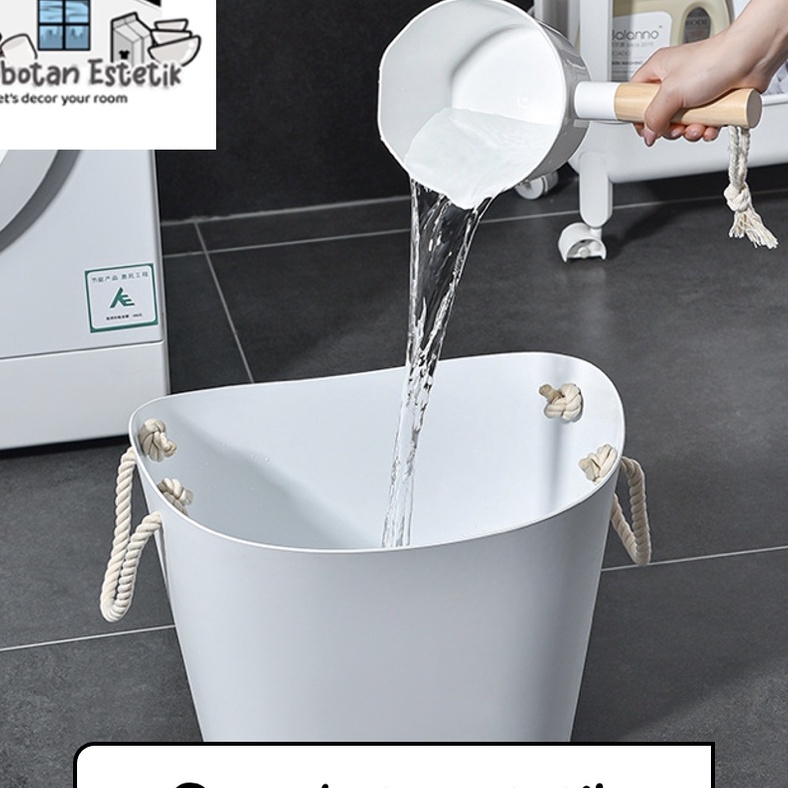 KI3 Ember Putih Estetik Tali Mewah Multifungsi Gayung Peralatan Kamar Mandi Toilet Perlengkapan Kebe