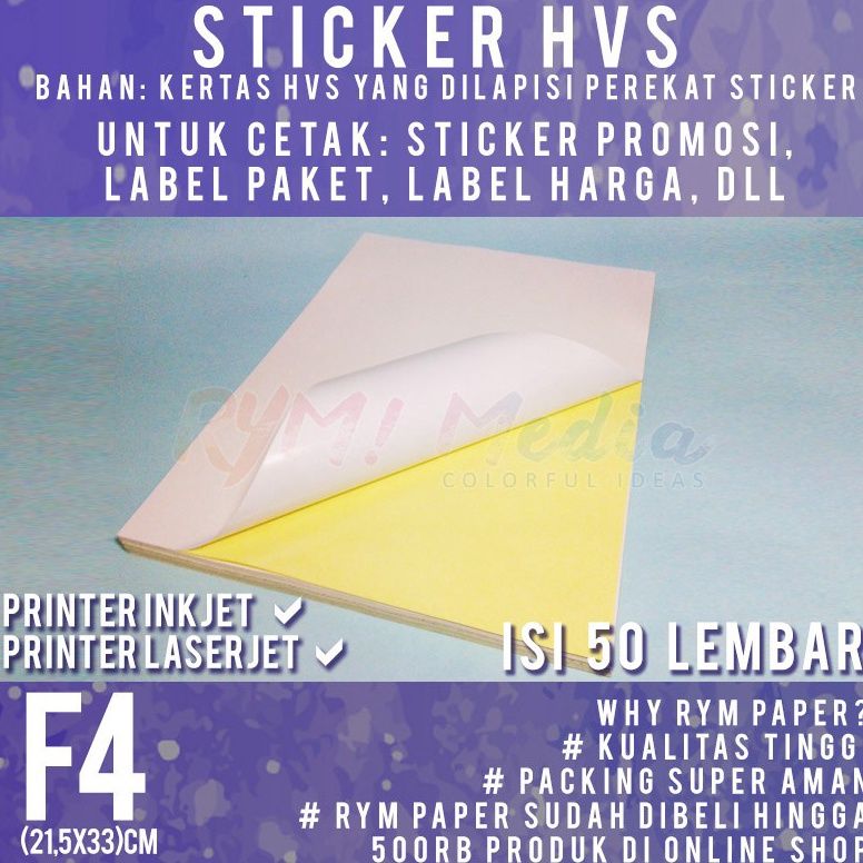 

Sticker HVS F4 isi 5 lembar Kertas Stiker Doff Matte Folio ART U1W3