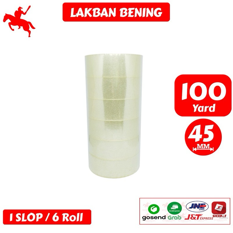 

Lakban Bening KSATRIA Tape 45MM 100 Yard / 80 Yard / 60 Yard / 50 Yard (1 Slop isi 6 Roll)