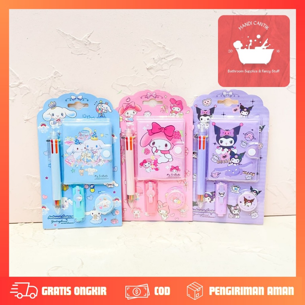 

SET ALAT TULIS 4 IN 1 SANRIO SAT-1259 TERMURAH BAGUS LUCU IMUT PULPEN BUKU ALAT TULIS SEKOLAH VARIAN CINAMOROLL KUROMI BISA COD