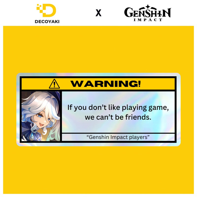 

Sticker Warning Hologram Furina Genshin Impact, Stiker Warning Genshin Impact