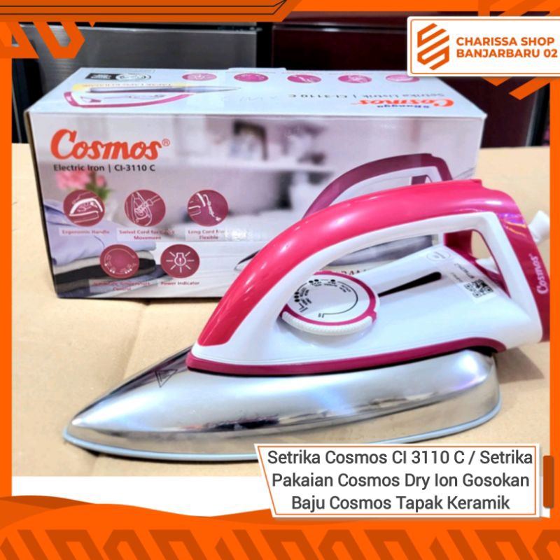 Setrika Cosmos CI 3110 C / Setrika Pakaian Cosmos Dry Ion Gosokan Baju Cosmos Tapak Keramik