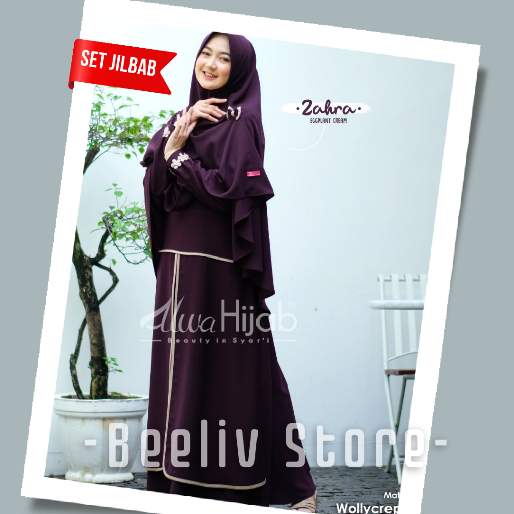 Dress Simple Zahra Gamis Set Jilbab By Alwa Hijab