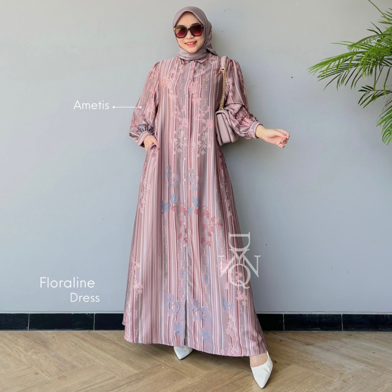 DYN Clothingline X Qisthina Floraline Dress | Dress Exclusive - Gamis Wanita | Fashion Muslim-Ametis