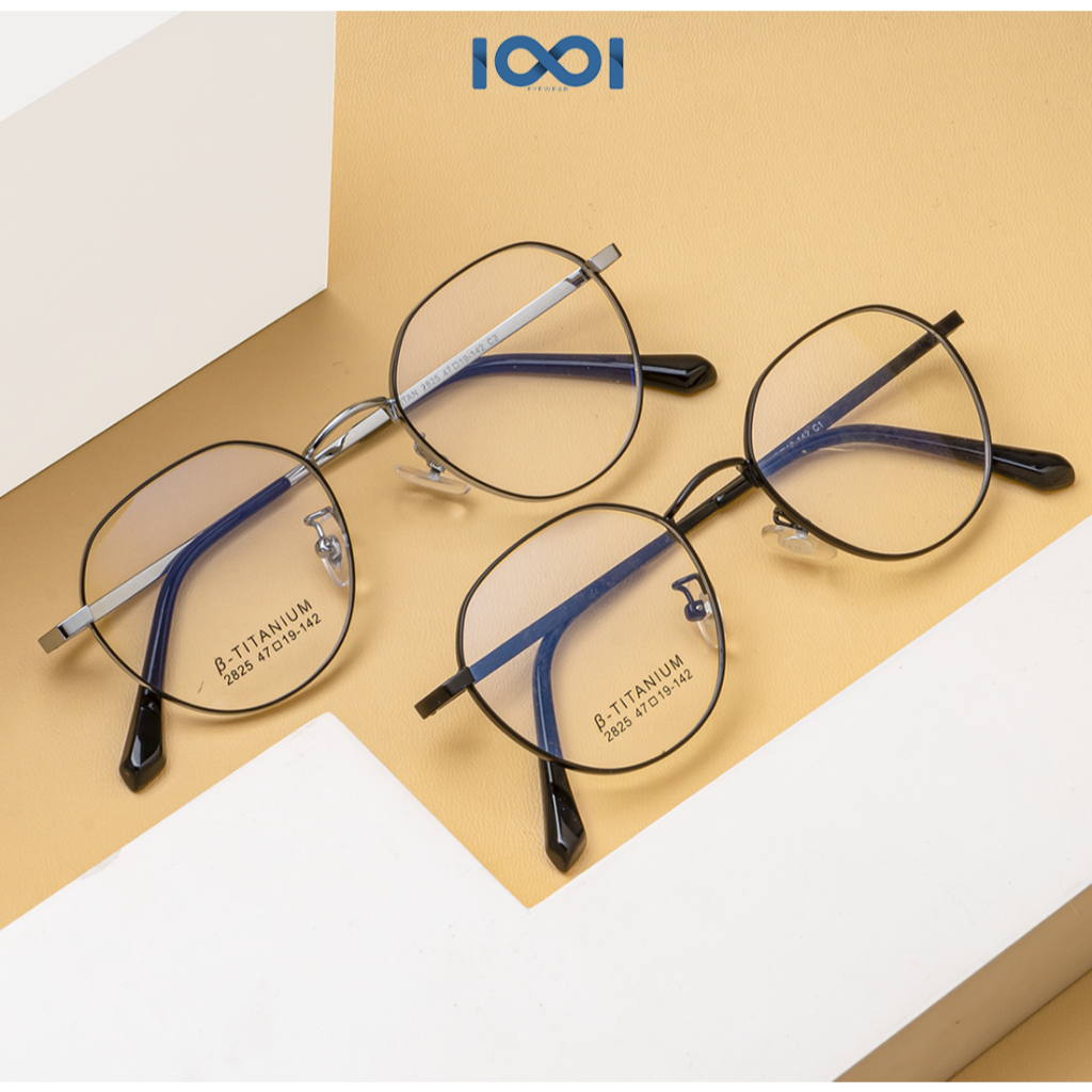 IOOI Eyewear  Kacamata Bulat Titanium Bisa Minus Anti Radiasi Photocromic Blueray Pria Wanita 2825