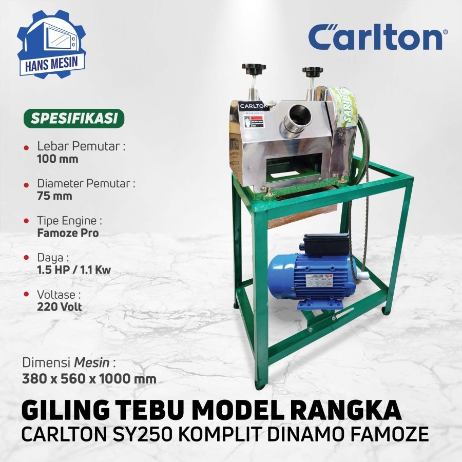

MESIN GILING TEBU CARLTON SY250 + RANGKA + DINAMO 1,5HP