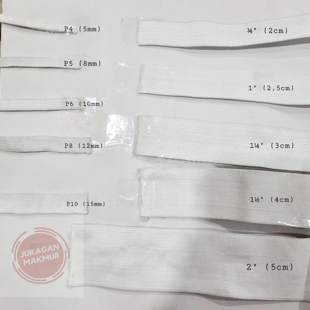 Kinder Dstore Karet Elastis Kiloan Eceran Putih Ukuran 1Cm 2,5Cm 3Cm 5Cm - Karet Eceran Kiloan