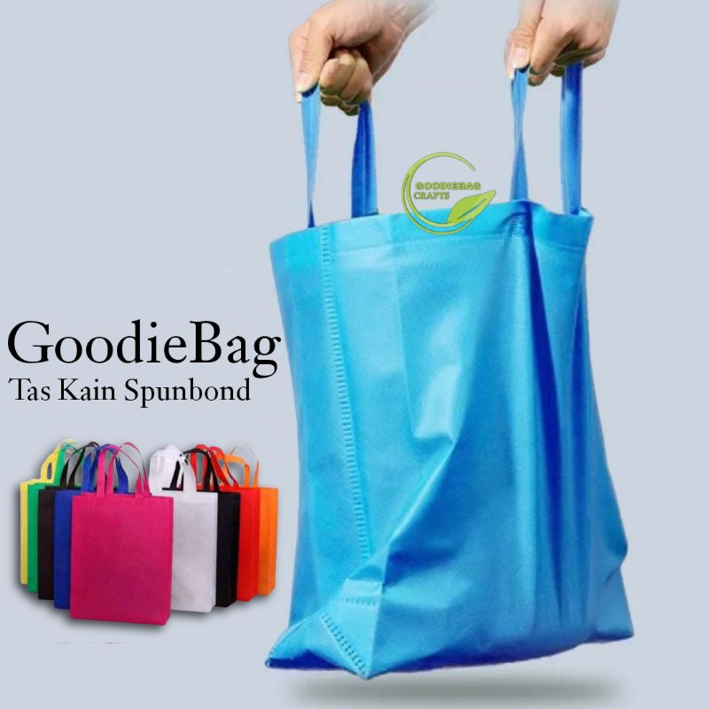 

Jumbo Lusinan 12 Tas Kain Spunbond Goodie Bag Tali XL 38x45x10 cm Kantong Belanja Sembako Totebag