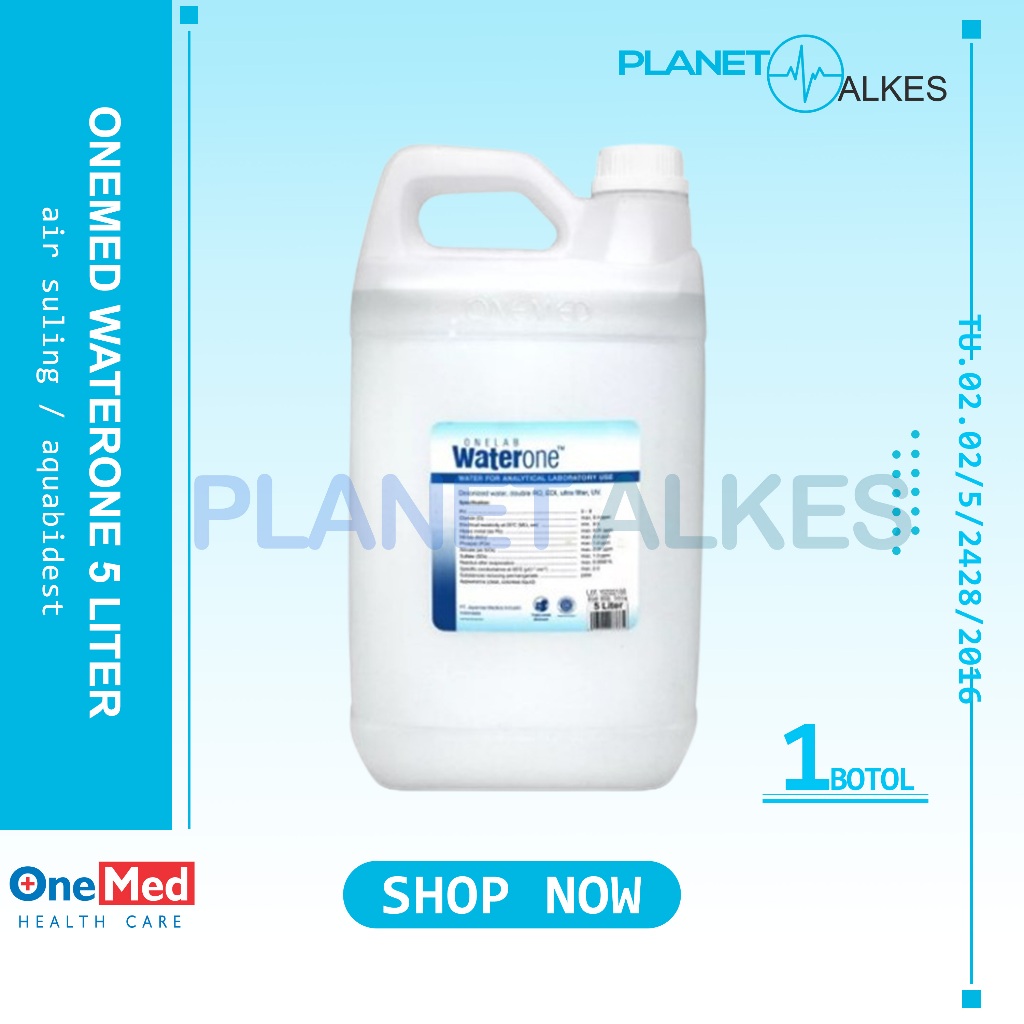 Waterone OneMed 5 Liter / Aquabides / Purified Water One 5 Liter OneMed WaterONE Aauabidest