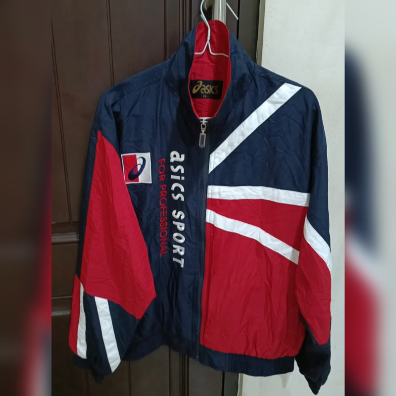 Jaket Windbreaker ASICS UK (Inggris). Vintage. Rare. No Minus. Like New