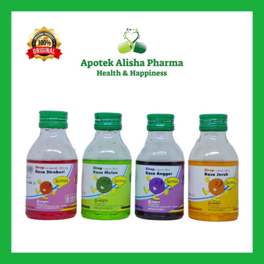 

Sirplus Sirup 100ml Pemanis / Perasa / Pelarut Obat Puyer Anak Rasa Stoberi Melon Anggur Jeruk