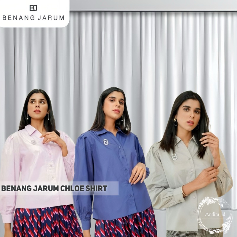 Ready NEW SALE Benang Jarum x Buttonscarves Eola Chloe Shirt Lilac Blue dan Grey