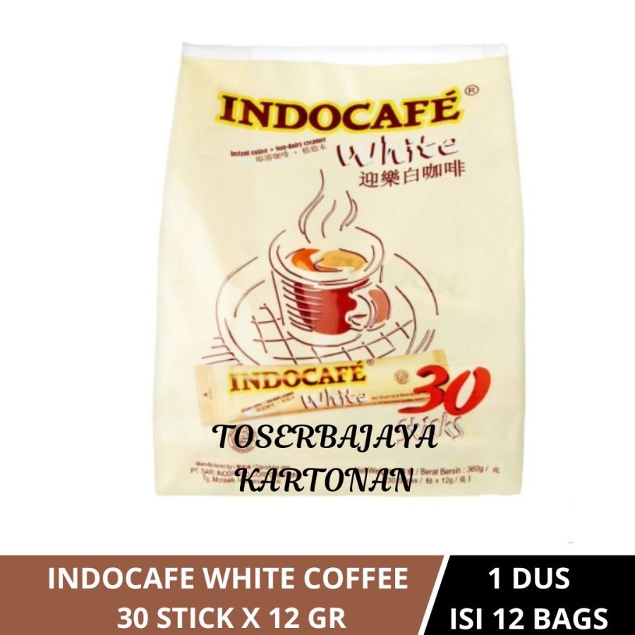 

Indocafe White Coffee (30 stick) Non Dairy Creamer / 1 Dus Isi 12 Bags